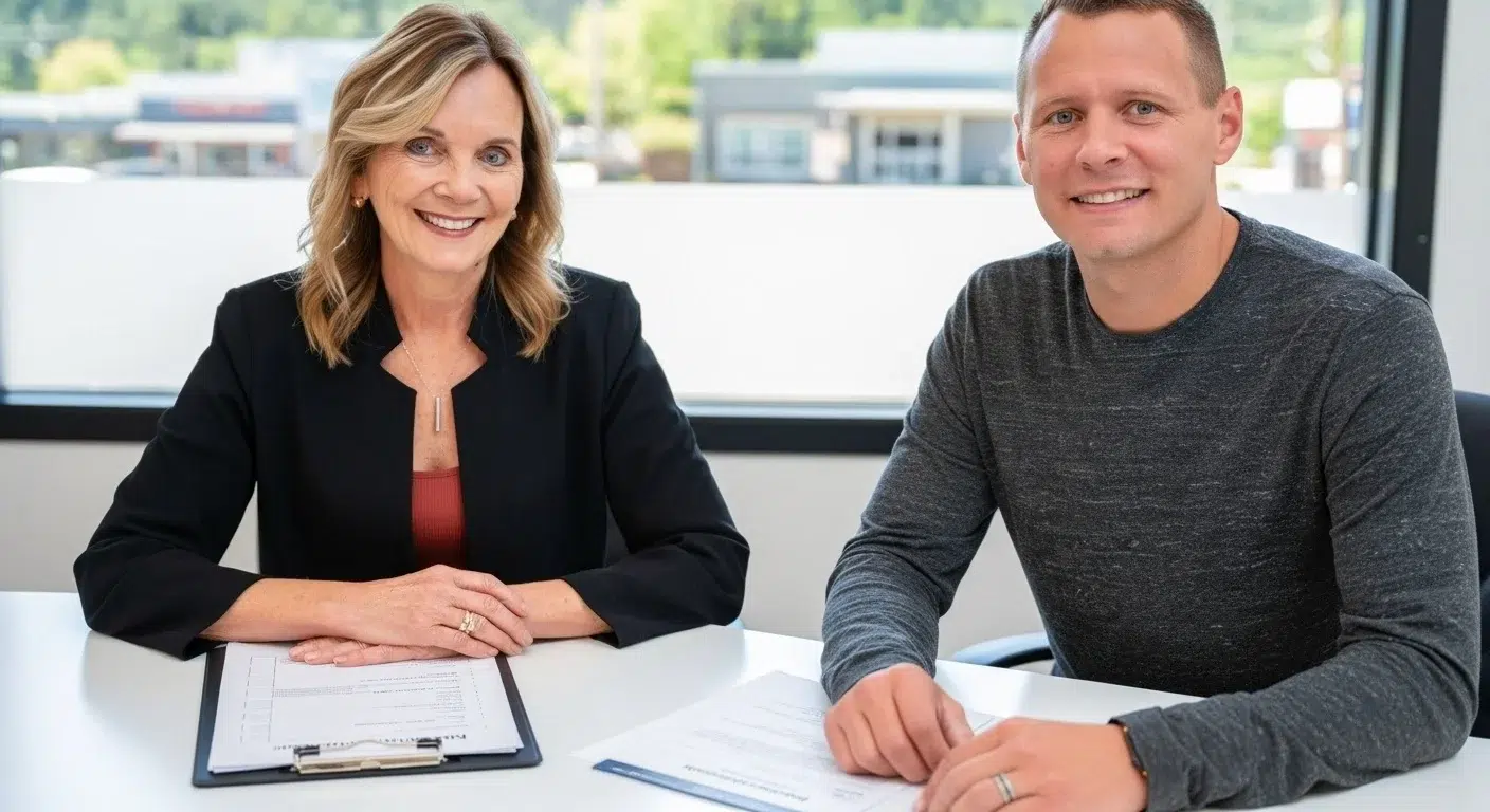 First-time homebuyer consulting meeting with a Realtor in McMinnville Oregon.