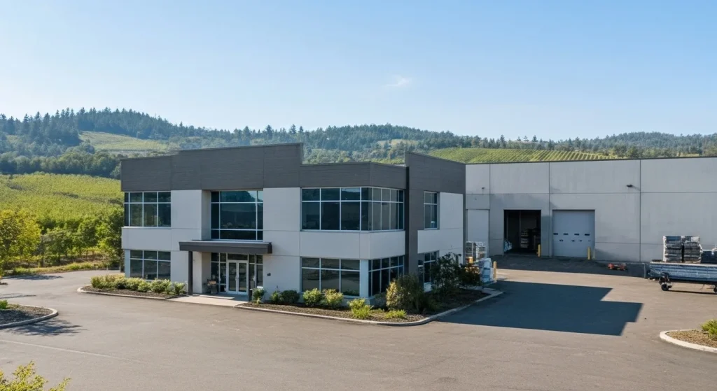 Industrial Property Sales Commercial Building McMinnville OR - McMinnville Real Estate Industrial property sales site with modern commercial building in McMinnville Oregon.